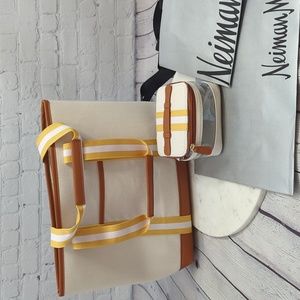 Customization Available! Neiman Marcus -  Canvas Tote & Pouch. Summer Chic!